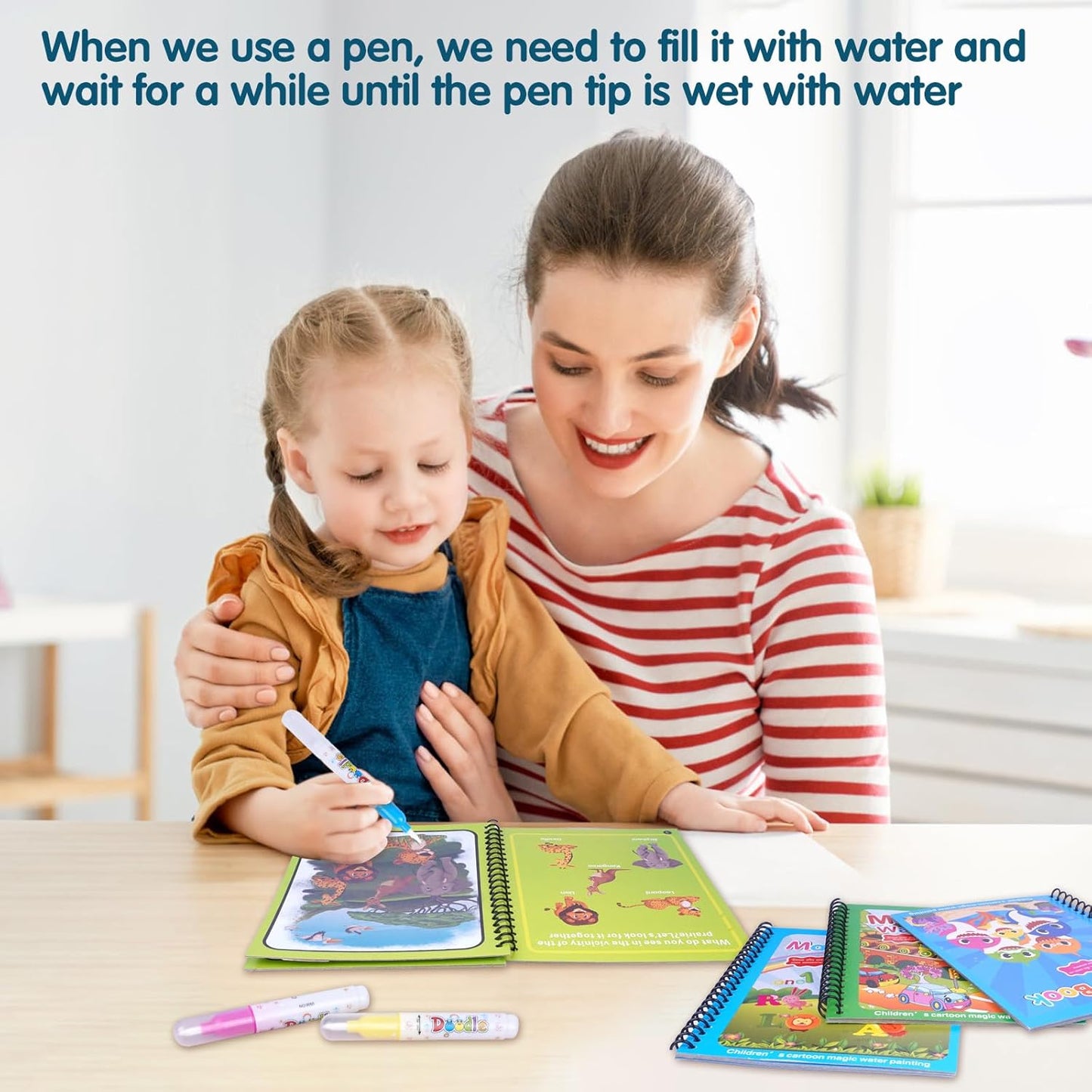 Magic Water Coloring Book (conjunto de 6 peças)