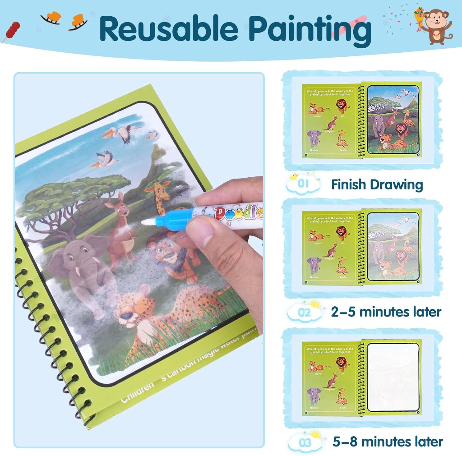 Magic Water Coloring Book (conjunto de 6 peças)